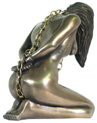 Leigh Heppell Submission Erotic Bondage Chained Nude Female Sculpture by Heppell